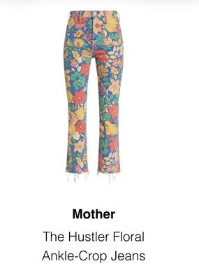 MOTHER Hustler Floral Ankle Crop Jeans Fresh Blooms Print Size 27